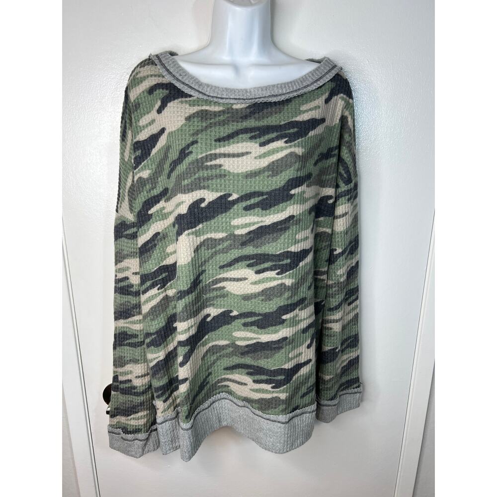 e.Luna Women's Camo Long Sleeve Waffle Knit Thermal Shirt NEW ~ Size 3X